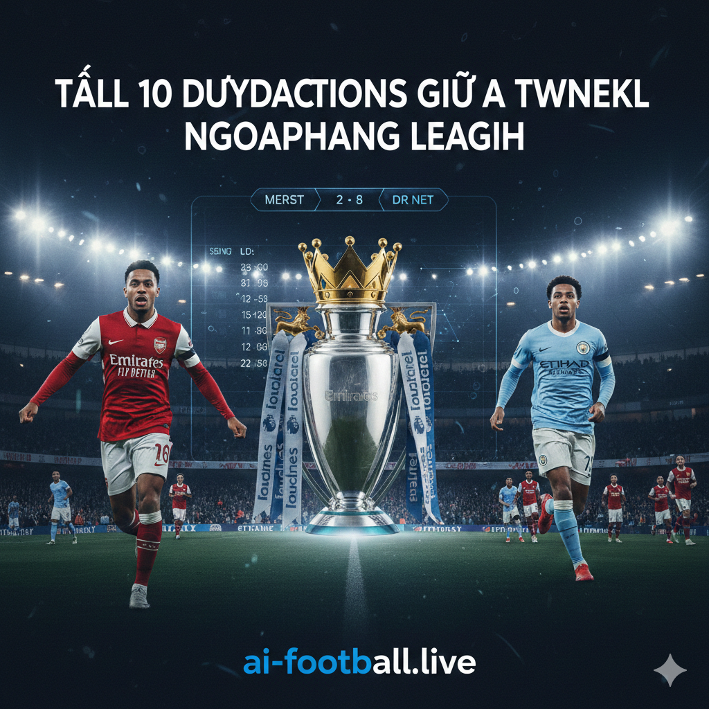 A high-energy cinematic cover image representing the Premier League midweek matches. The scene features a split-screen composition or a montage showing blurred silhouettes of star players from Arsenal, Manchester City, and Liverpool in intense action under bright stadium floodlights at night. The color palette is dominated by deep blues and vibrant stadium greens with golden light flares. In the center, a high-quality 3D Premier League trophy is subtly visible in the background, with a modern digital scoreboard aesthetic overlaying the image to convey a sense of 'analysis' and 'predictions'.