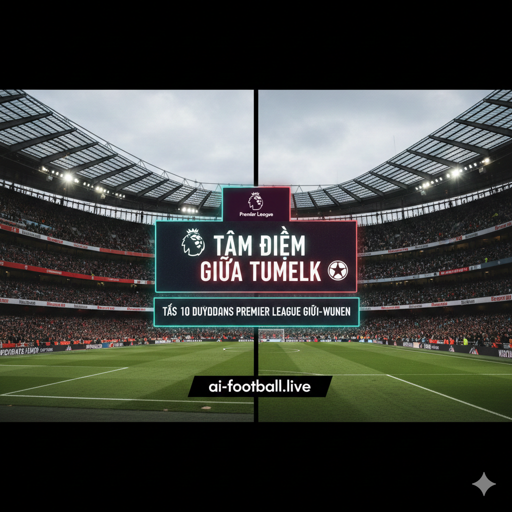 A detailed content image showcasing a tactical split-screen visual. On one side, the Emirates Stadium interior under bright floodlights; on the other, the Etihad Stadium. In the middle, a modern digital scoreboard graphic displaying the Premier League logo and 'Midweek Action'. The style is sleek and broadcast-quality, using a dark professional aesthetic with neon accents in teal and crimson. The composition is balanced and symmetrical, designed to break up the text and emphasize the intensity of the title race between the top teams mentioned in the article.