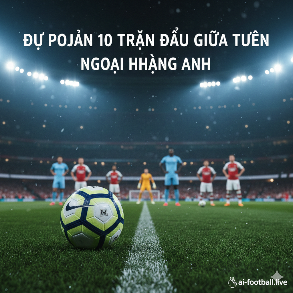 Komposisi grafis yang dinamis menampilkan elemen dari klub-klub papan atas Premier League. Fokus pada representasi visual persaingan antara Arsenal dan Manchester City, menampilkan grafik papan skor digital abstrak di latar belakang yang menunjukkan statistik intensitas pertandingan. Pencahayaan dramatis dengan aksen warna merah dan biru elektrik, menggabungkan elemen visual seperti syal suporter, bendera klub, dan tekstur stadion beton yang modern. Desainnya bersih, energik, dan mencerminkan persaingan ketat dalam perebutan gelar juara liga musim ini.
