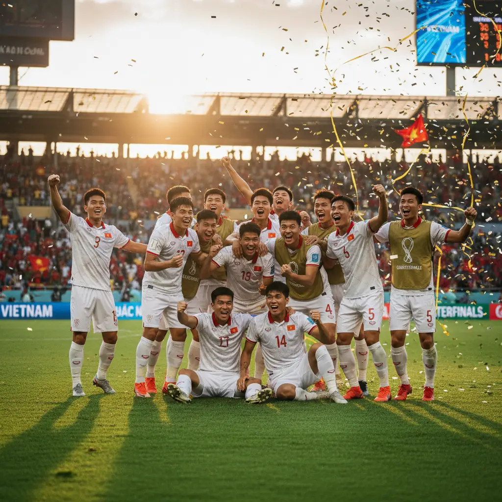 Đội tuyển Việt Nam ăn mừng tại Asian Cup 2019