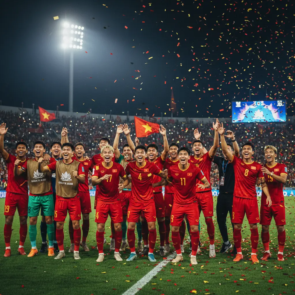 Đội tuyển Việt Nam ăn mừng chiến thắng