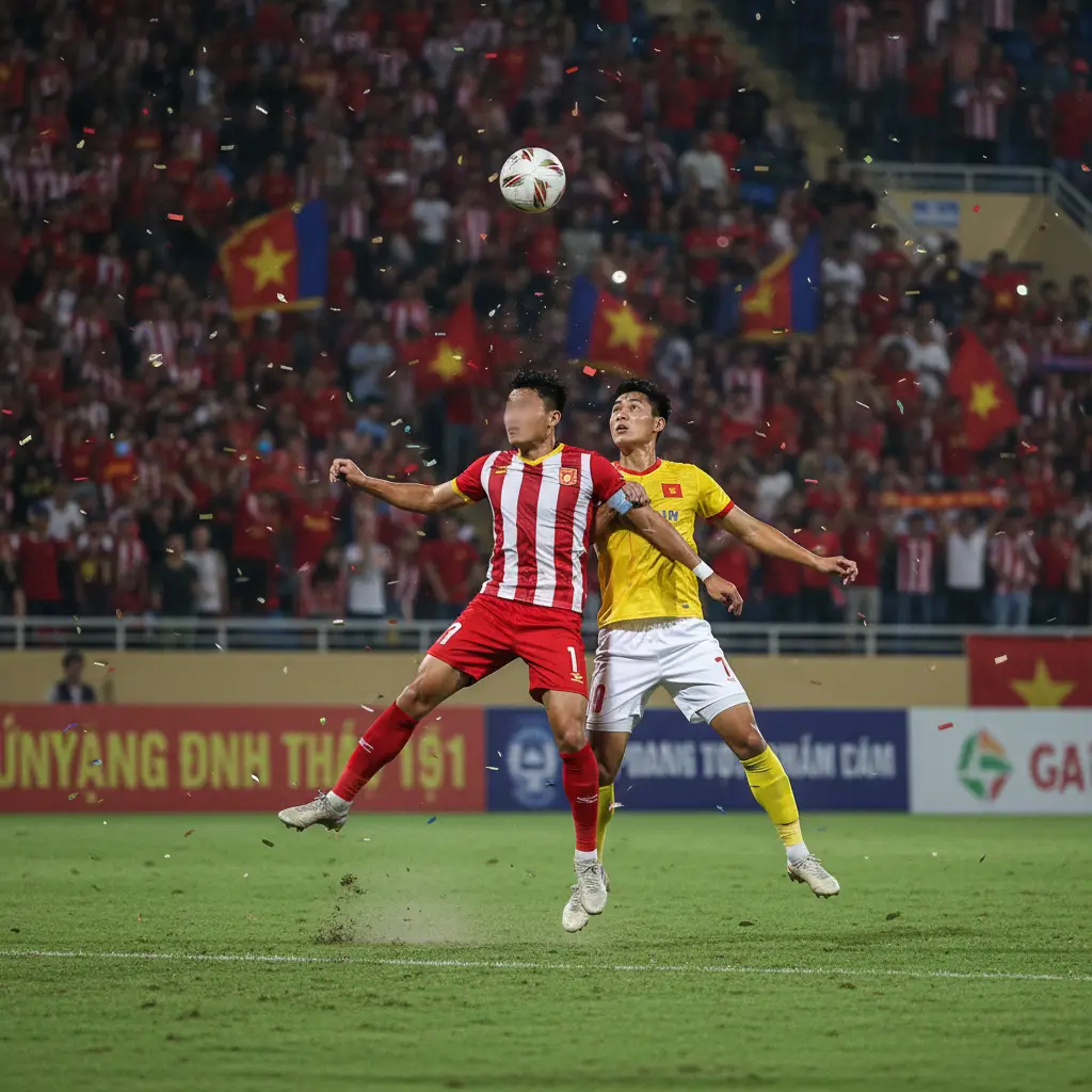 Hành động gay cấn trong một trận đấu V.League 1